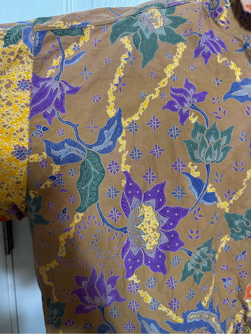 VTG Lotus koi fish floral Rare Venezia earthy Men's Brown Floral Short 26/28 - Picture 3 of 6